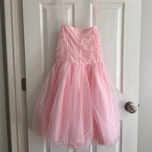 Blush Pink Tulle Party Dress | Adjustable Tie Straps | Size M